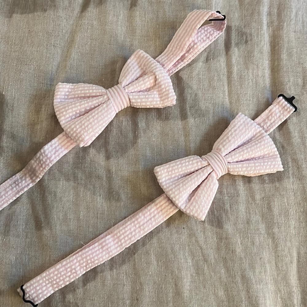 The Beaufort Bonnet Company Pink Seersucker Bow Ties